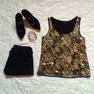 gold sequined tank