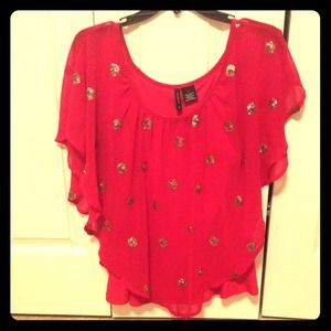 🚫Sold on Vinted🚫Red with gold/black polka dots