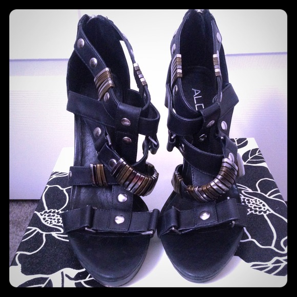 Aldo Metal Buckle Strap Heels