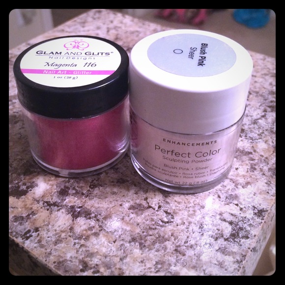 💅CND sculpting acrylic powder & pink glitter💅