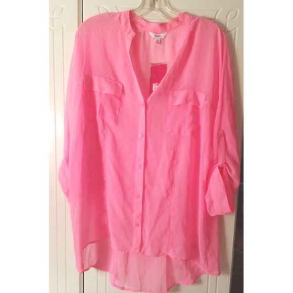 Oversized Pink Button Up Swimsuit Cover