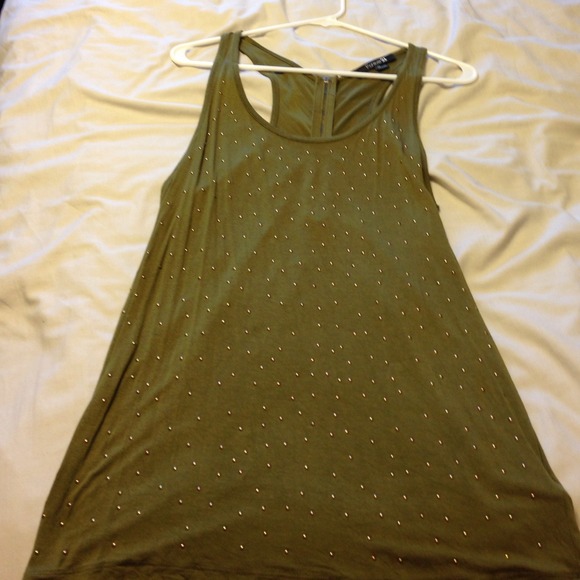 Army green studded top.