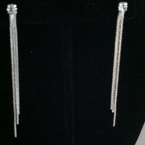 Long dangle earring with CZ stud