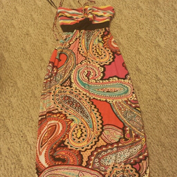 Tribal like maxi dress with open top