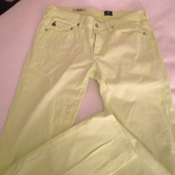 Light neon green AG the stilt cigarette jean