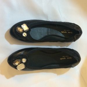 Black Kate Spade jeweled flats