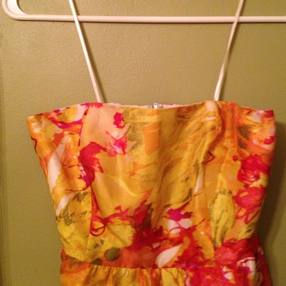 J. Crew Floral Silk Strapless Dress - Sz. 0 - Picture 2 of 4