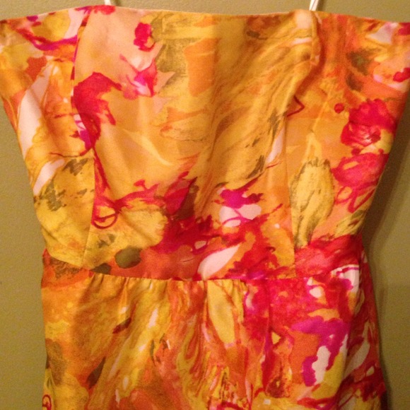 J. Crew Floral Silk Strapless Dress - Sz. 0 - Picture 3 of 4