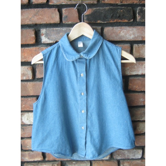 American Apparel Denim Sleeveless Crop Top