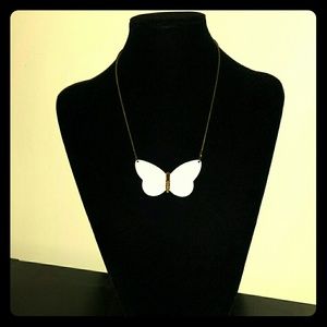 White butterfly necklace