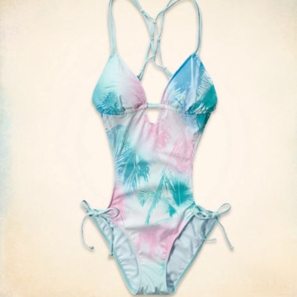 Tropical mint blue One piece hollister swimsuit