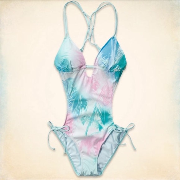 Tropical mint blue One piece hollister swimsuit