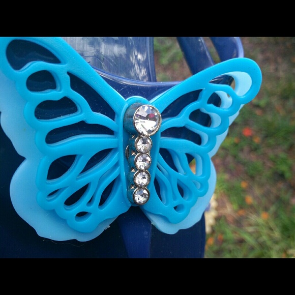 🚫sold🛇Blue Butterfly Jelly Flip Flops M (7-8) - Picture 2 of 4