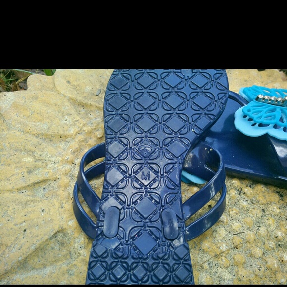 🚫sold🛇Blue Butterfly Jelly Flip Flops M (7-8) - Picture 3 of 4