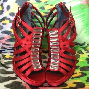 Red Satin Heels