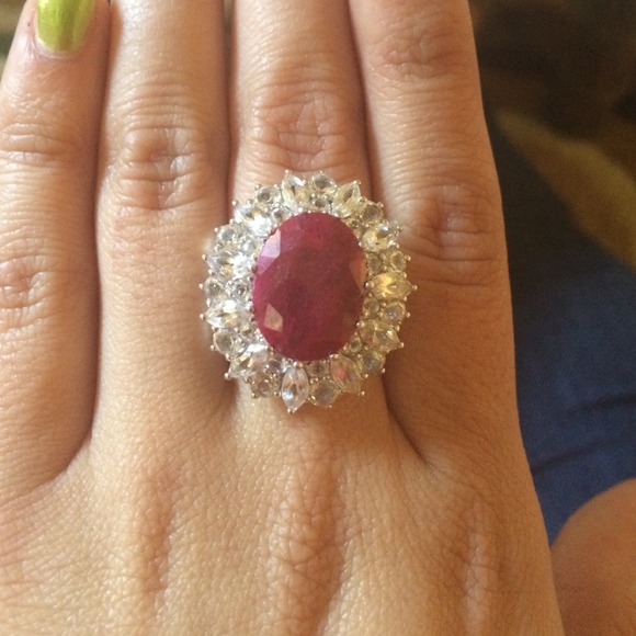 Ross Simons Ruby and White topaz cocktail ring