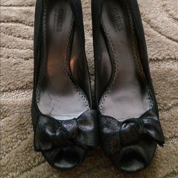 Black silver wedge heels