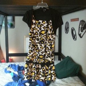 Cheetah print black and yellow dress