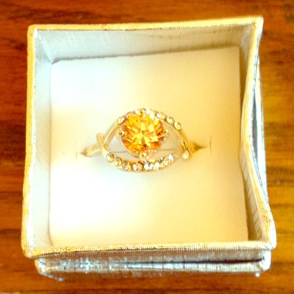 14k gold filled topaz eye ring