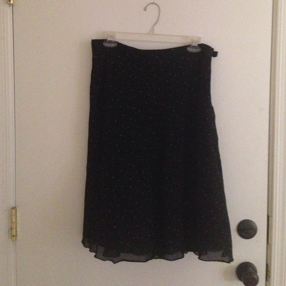 Flowy black stitch polka dot skirt