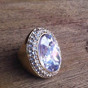 Gold plated rhinestone ring