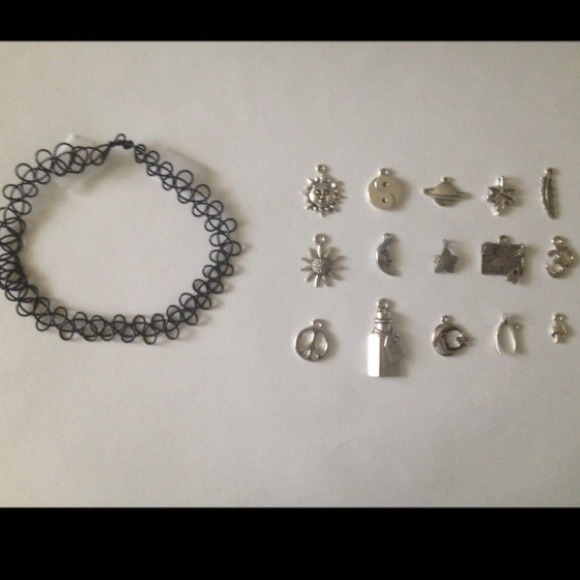 90's tattoo choker with choice of charm