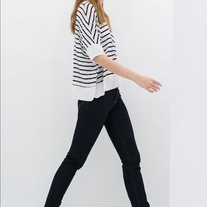 Zara Collection Black and White Striped Crop Top