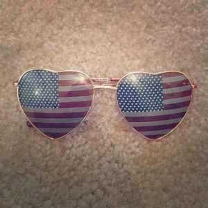 Heart shaped American flag sunglasses