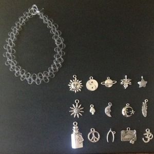 90's clear tattoo choker with choice of charm