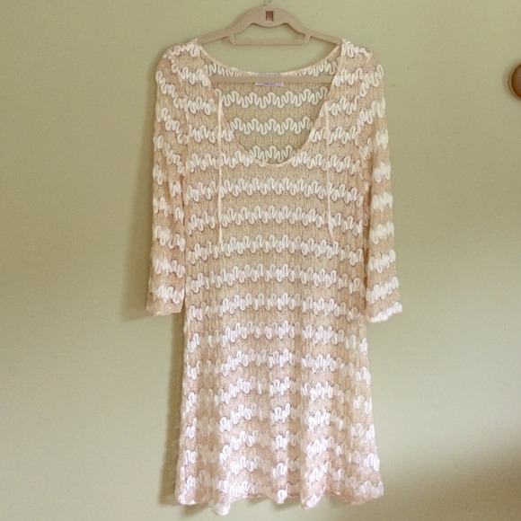 VINTAGE stunning knit white gold shimmer dress