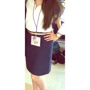 Host Pick 🎉 BR Black & Blue Polkadot Pencil Skirt