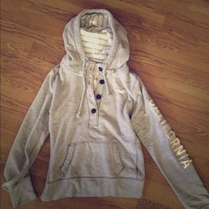 Grey half button Hollister hoodie