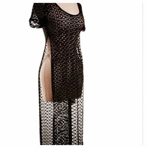 Popular long slit lace shirt