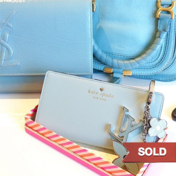 SOLD🍀Kate Spade Cherry Lane Leather Wallet Blue