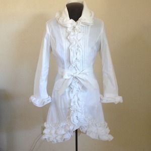 NWOT White Samuel Dong Ruffle Coat