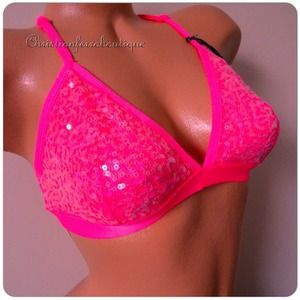 Victoria's Secret hot pink bling bralette large