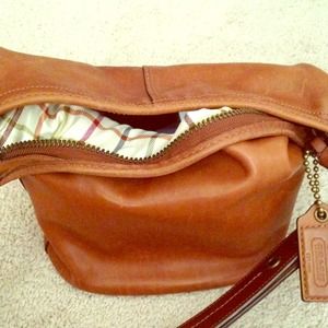 Coach brown leather hobo purse!