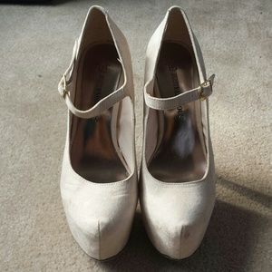 JustFab Nude Suede Mary Jane Pumps