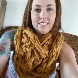 Hand knitted infinity scarf