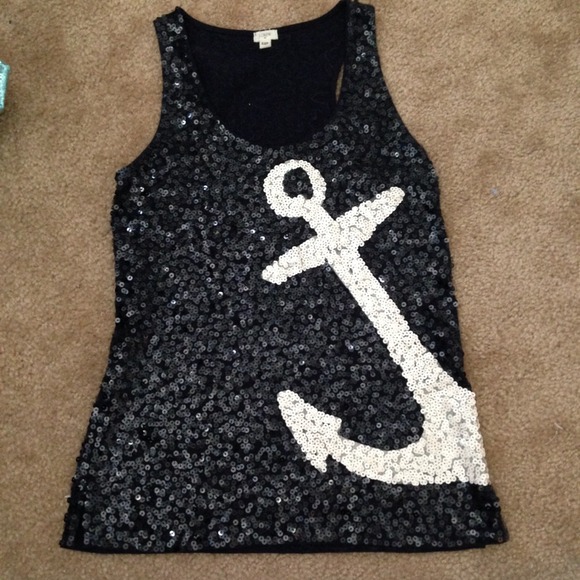 J. Crew | Tops | J Crew Sequin Anchor Tank | Poshmark