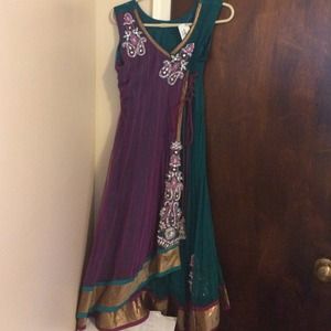 Teal and purple anarkali (3 piece)