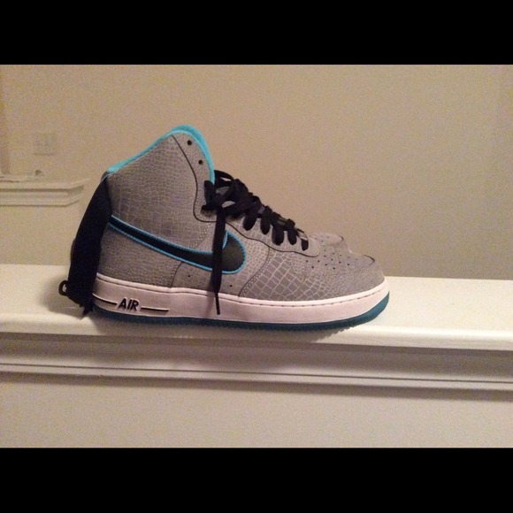 Nike Air Force 1's Silver,blue,and black