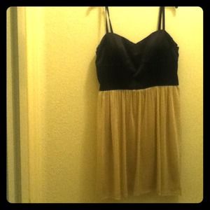 Black and beige sparkly mini dress. 💖