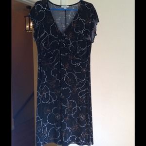 Black Dress with Brown and White Designs