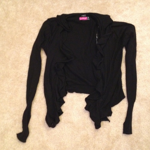 XS Black Short Ruffle Cardigan - Picture 2 of 3