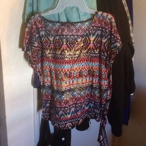 Multi colored  tribal top.