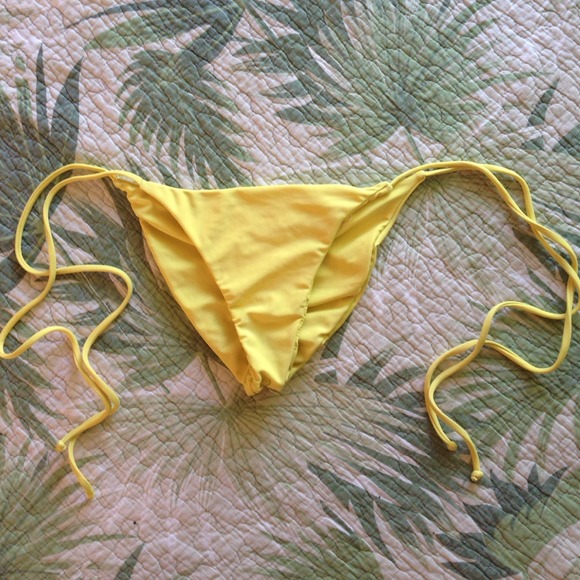 Tori praver swimwear scrunch back yellow bottoms
