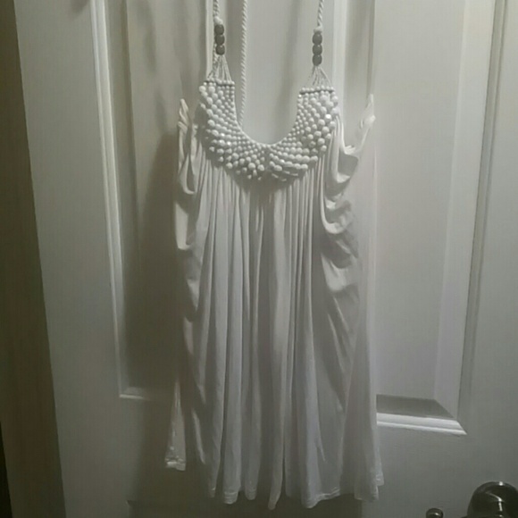 White beaded halter top.