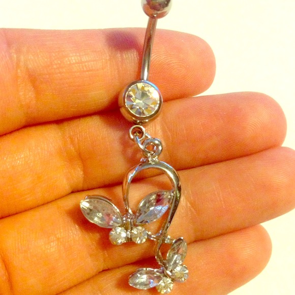 butterfly dangle belly ring