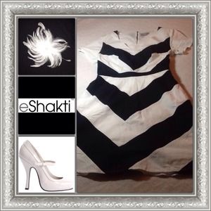 Chevron Black & White EShakti Dress cap sleeve NEW